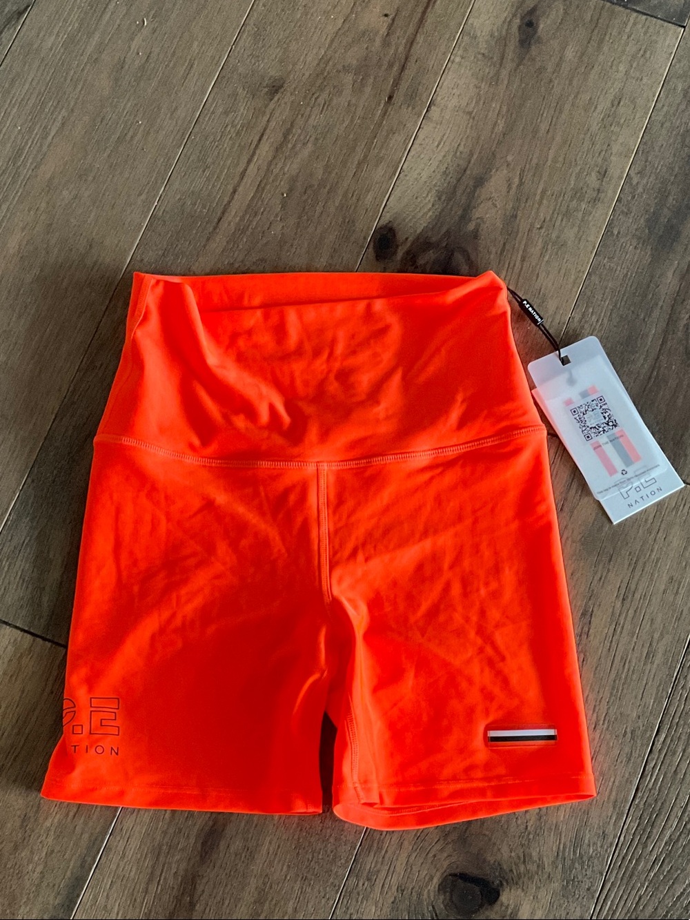 P.E Nation Women's Neon Orange High-Rise Bike Shorts